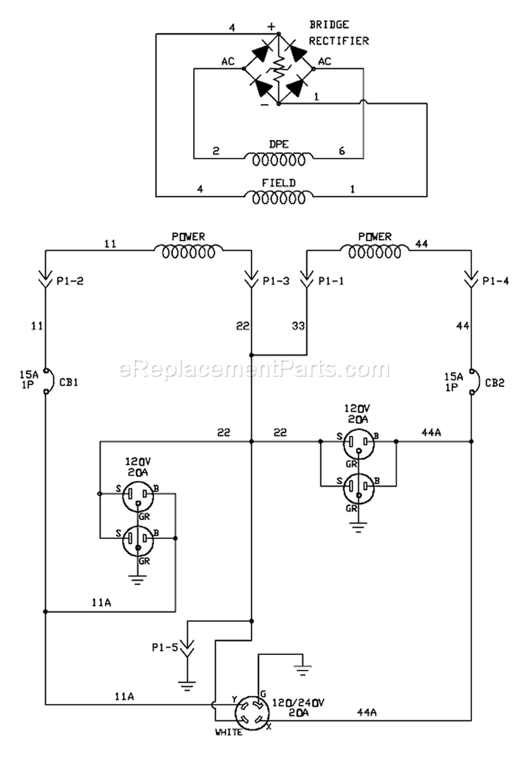 Page E Diagram and Parts List for 030214-0  Briggs and Stratton Generator